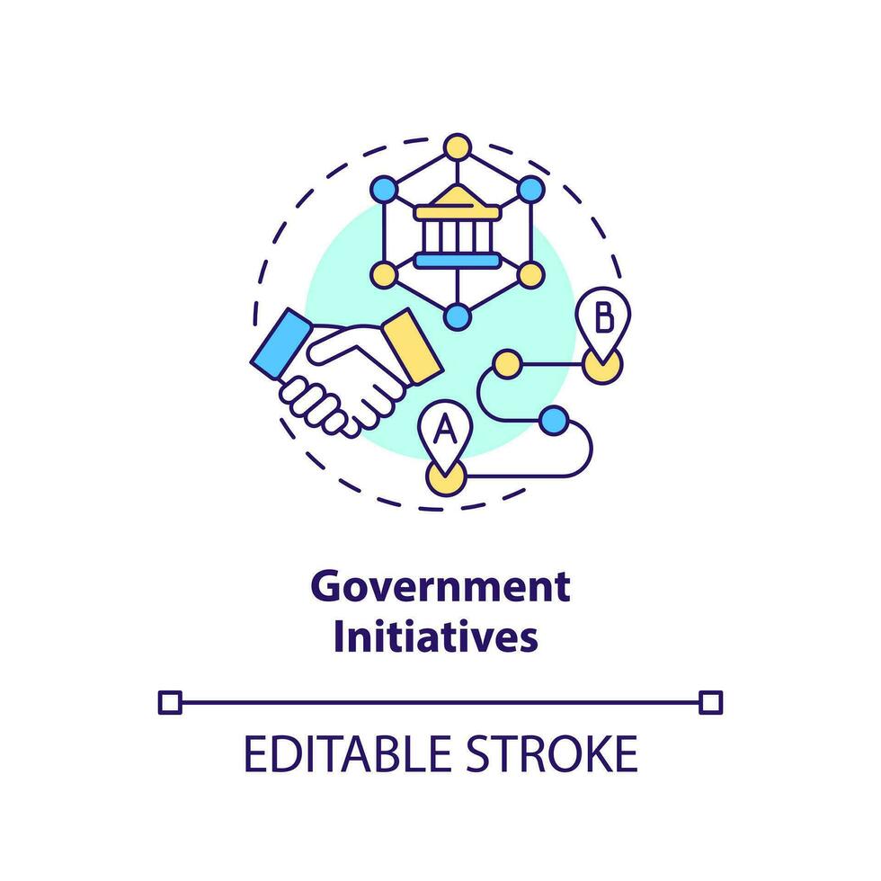 Government initiatives concept icon. Federal regulation. Key supply chain strategy abstract idea thin line illustration. Isolated outline drawing. Editable stroke vector