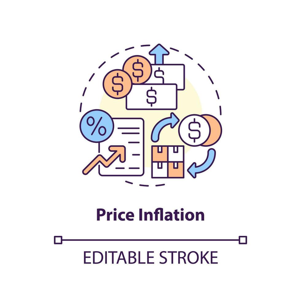 Price inflation concept icon. Costs increase. Vulnerability in supply chain abstract idea thin line illustration. Isolated outline drawing. Editable stroke vector