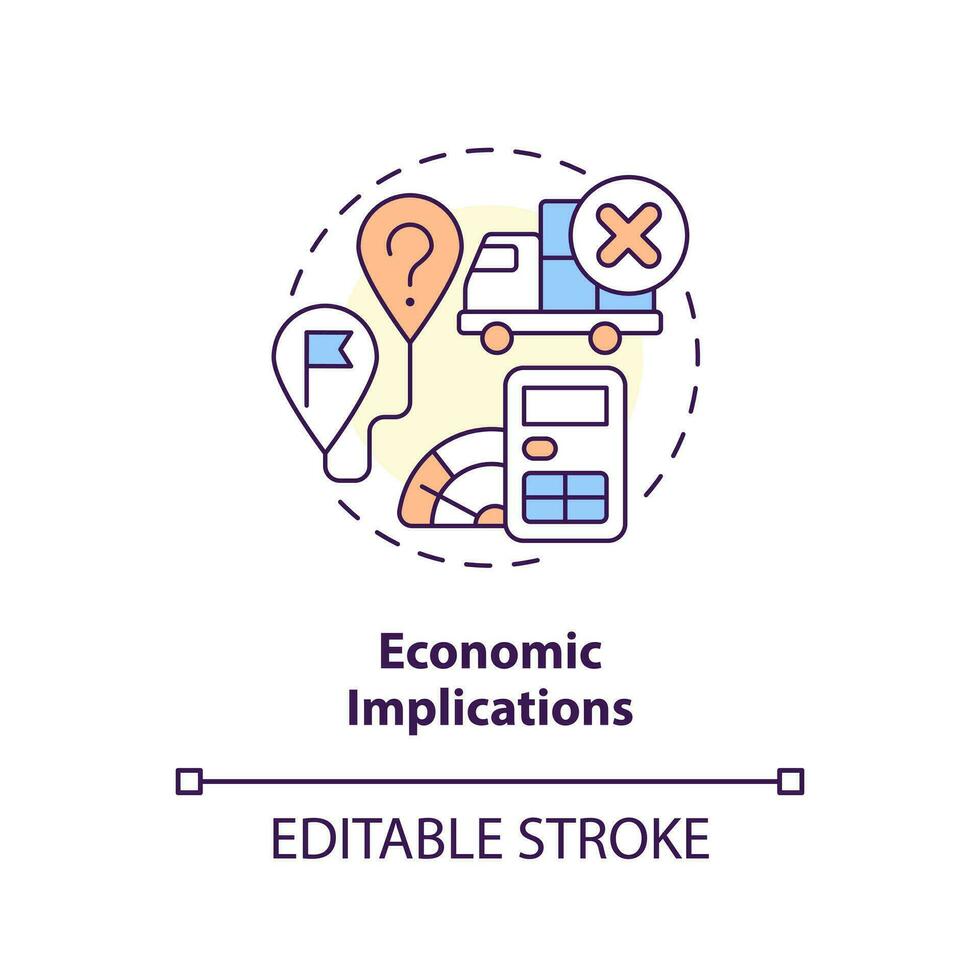 Economic implications concept icon. Business effects. Vulnerability in supply chain abstract idea thin line illustration. Isolated outline drawing. Editable stroke vector