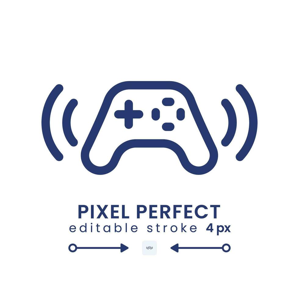 Gamepad linear desktop icon. Game streaming. Wireless controller. Online gamer. Pixel perfect, outline 4px. GUI, UX design. Isolated user interface element for website. Editable stroke vector