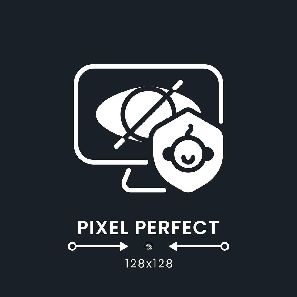 Parental control white solid desktop icon. Kid-friendly profile. Streaming app feature. Pixel perfect 128x128, outline 4px. Silhouette symbol for dark mode. Glyph pictogram. Vector isolated image