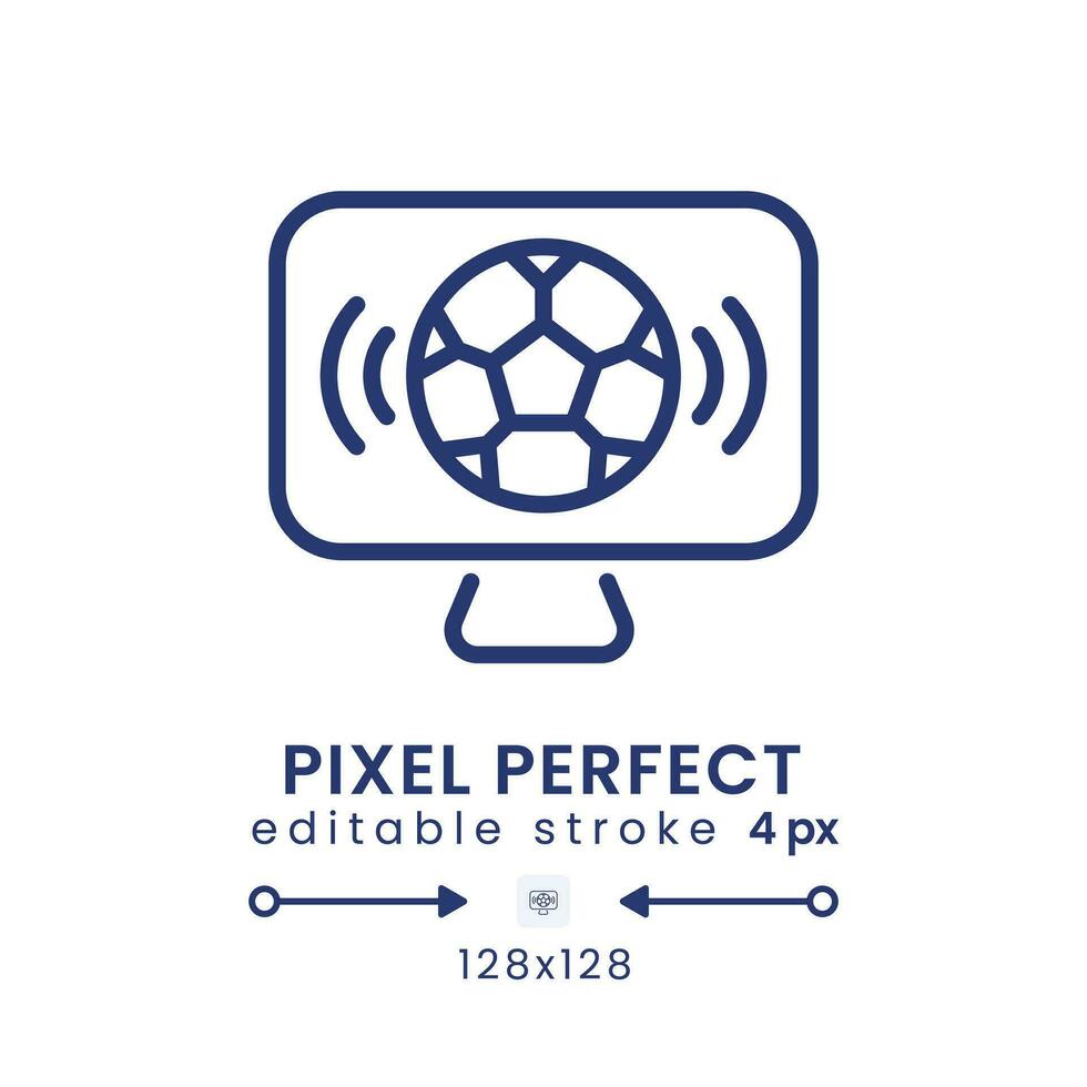 Sports streaming linear desktop icon. Television channels. Livestream service. Pixel perfect 128x128, outline 4px. GUI, UX design