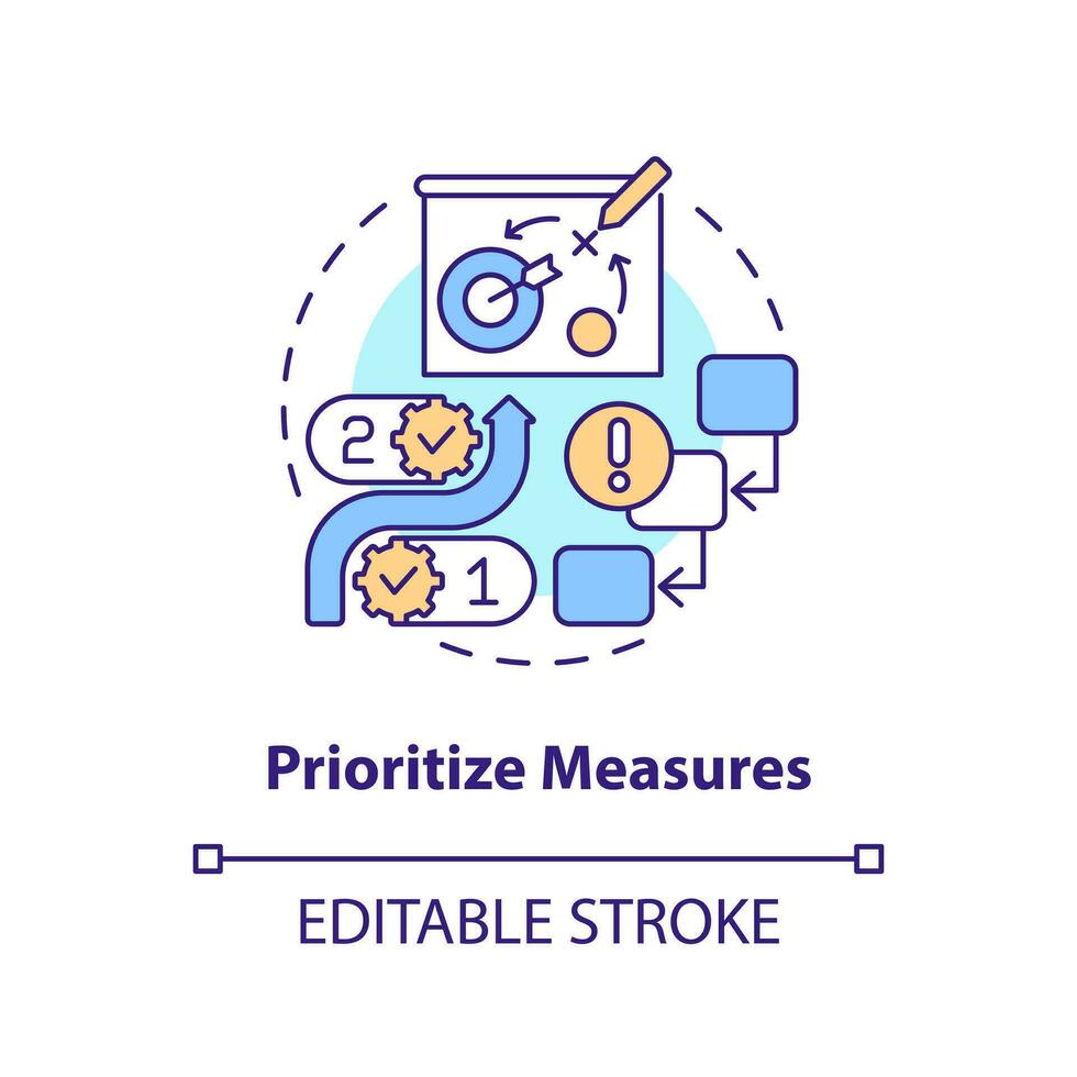 Prioritize measures concept icon. Define goals and strategy. Disruption action plan abstract idea thin line illustration. Isolated outline drawing. Editable stroke vector