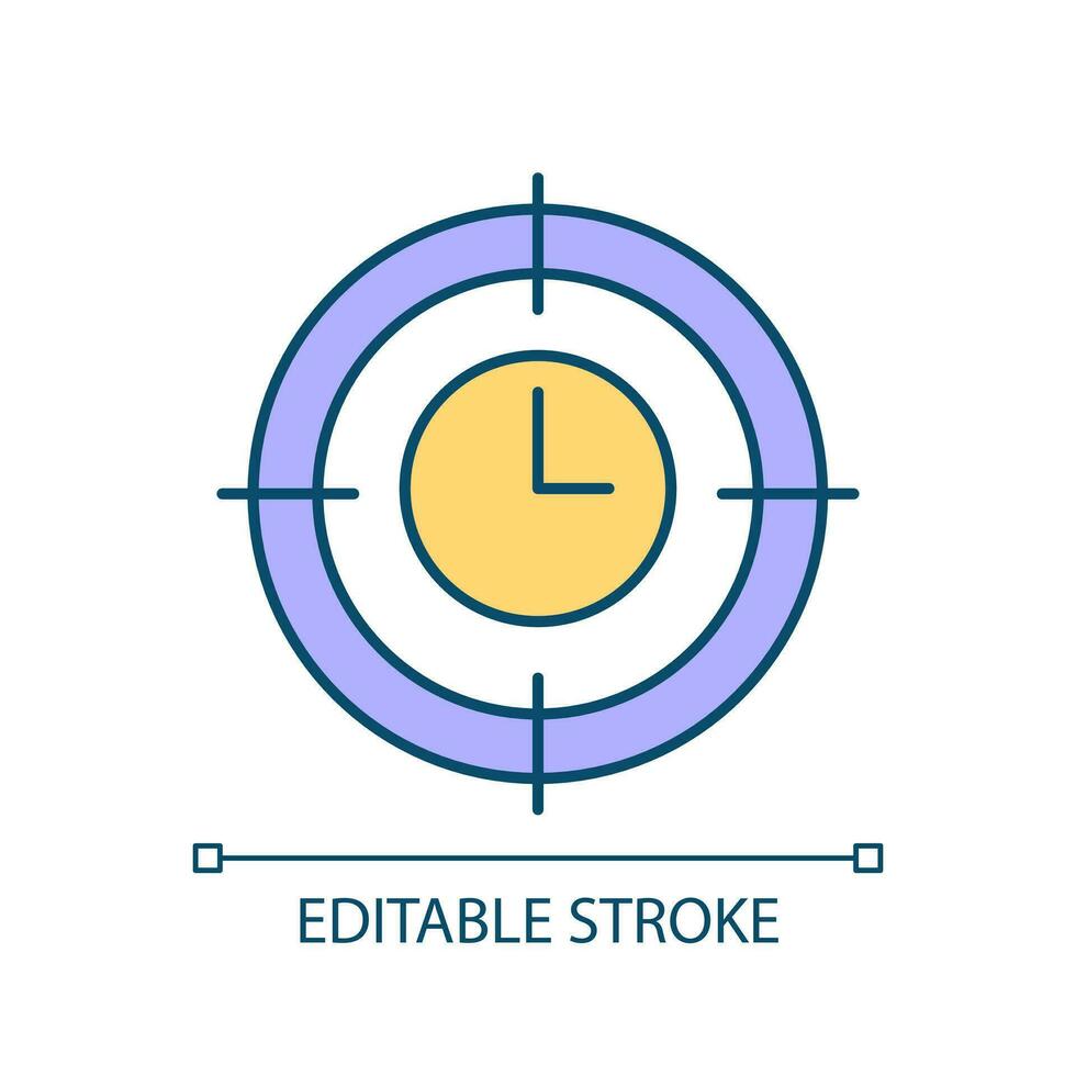 Focus time RGB color icon. Working hours planning. Time management. Countdown. Deadline priority. Concentration. Isolated vector illustration. Simple filled line drawing. Editable stroke