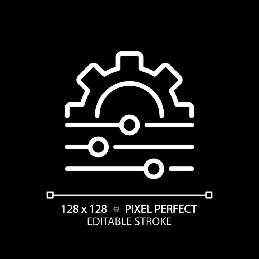 Adjustment pixel perfect white linear icon for dark theme. Personal changes. System regulation. Switch level. Customization. Thin line illustration. Isolated symbol for night mode. Editable stroke vector