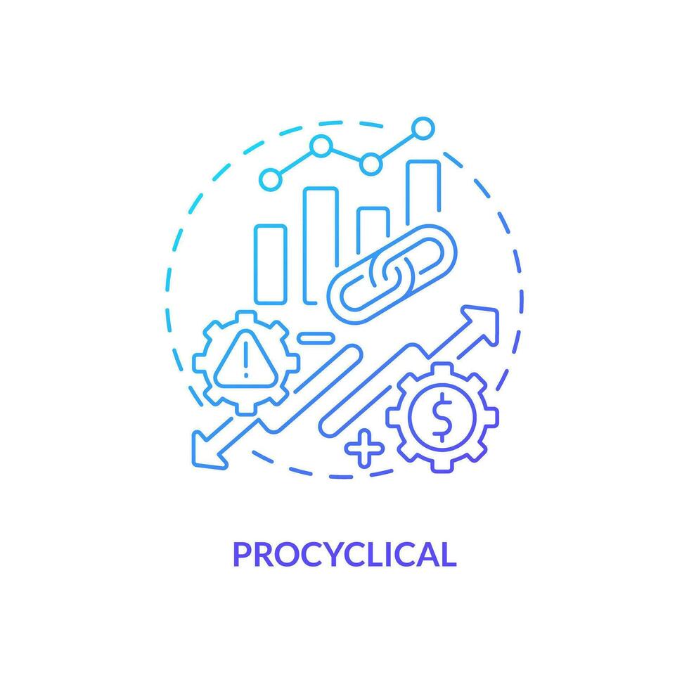 Procyclical blue gradient concept icon. Move in same direction. Attribute of economic indicators abstract idea thin line illustration. Isolated outline drawing vector