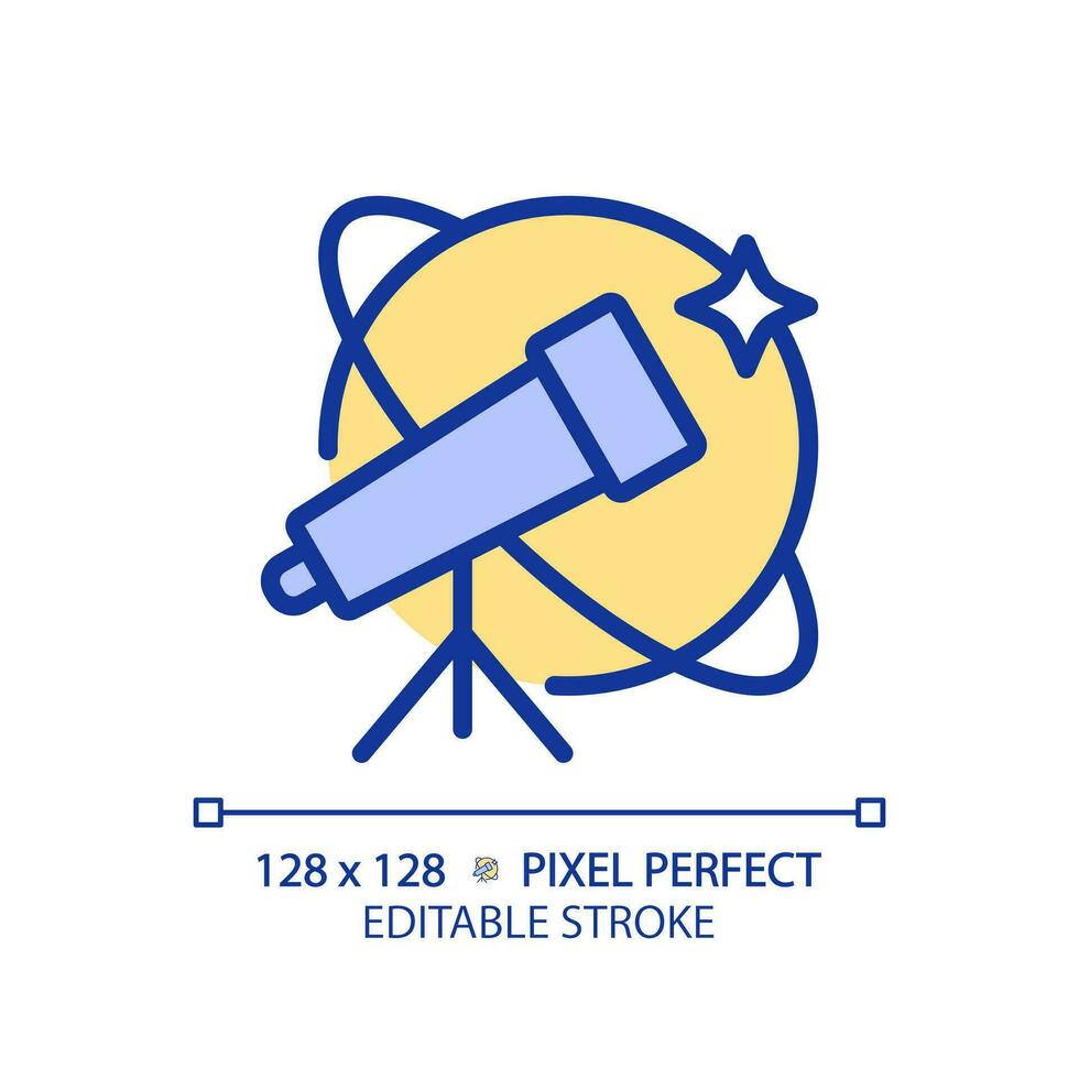 Astronomy and STEM pixel perfect RGB color icon. Alternative way to study celestial bodies. Education course. Isolated vector illustration. Simple filled line drawing. Editable stroke