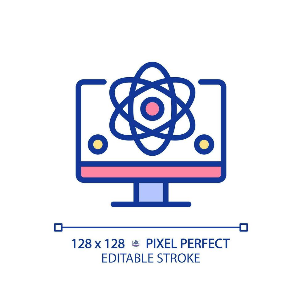 Computer science and STEM pixel perfect RGB color icon. Education course for students. Technology researching. Isolated vector illustration. Simple filled line drawing. Editable stroke