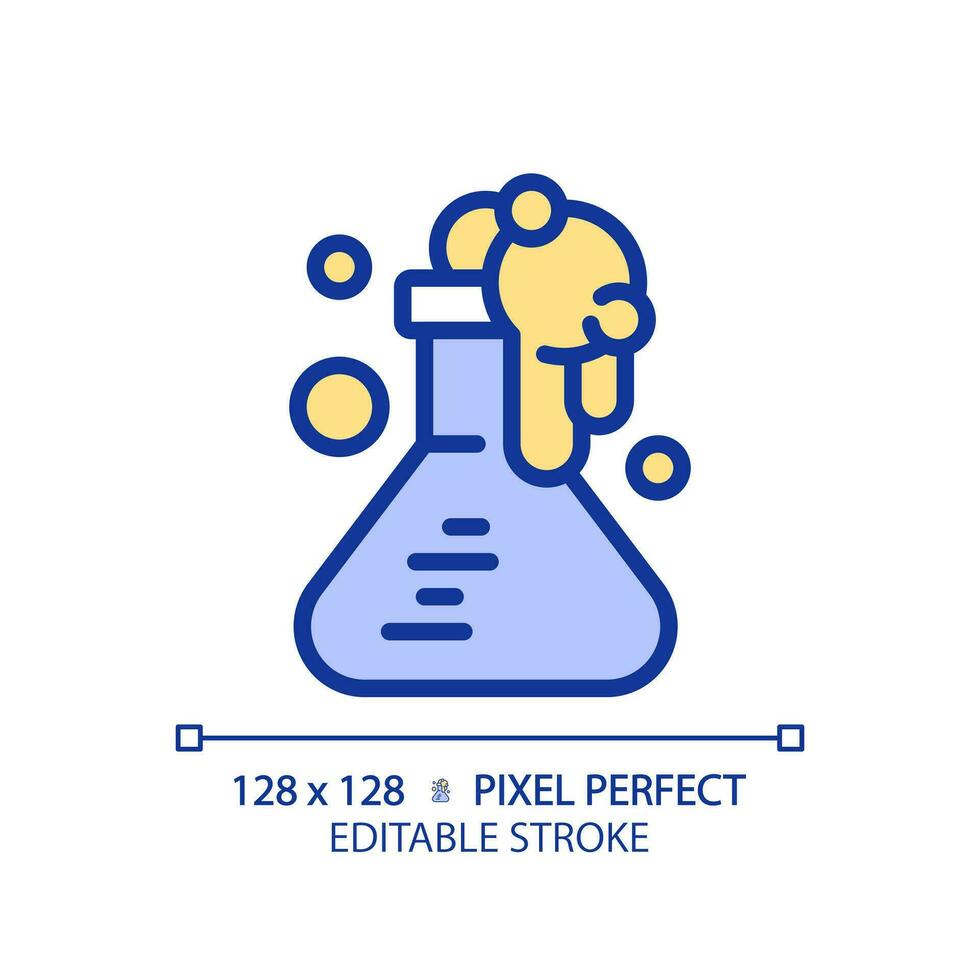 STEM in chemistry pixel perfect RGB color icon. Study material conditions. Innovative method. Education system improvement. Isolated vector illustration. Simple filled line drawing. Editable stroke