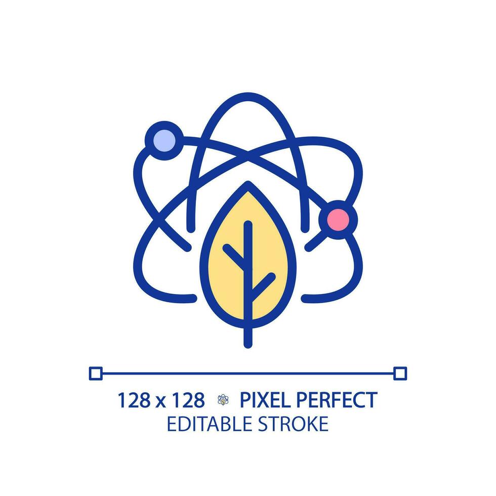 STEM in biology pixel perfect RGB color icon. Natural science learning process. Education development technology. Isolated vector illustration. Simple filled line drawing. Editable stroke