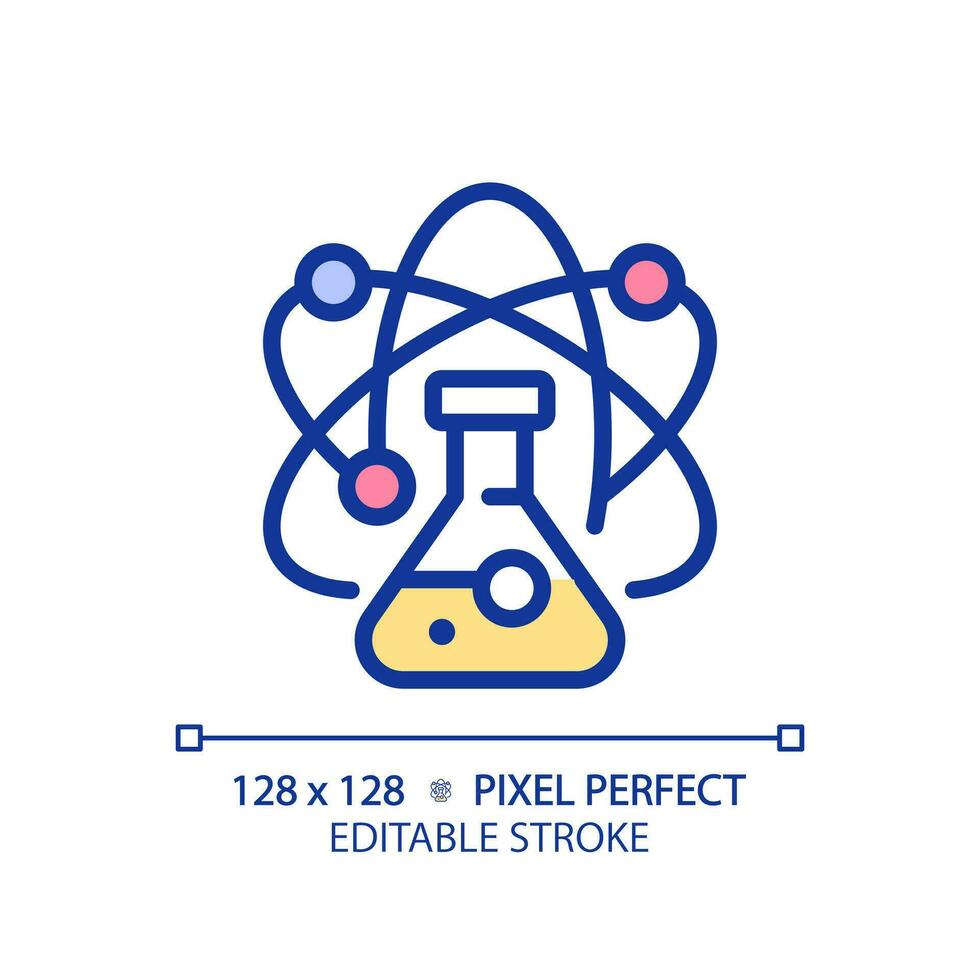 STEM in science pixel perfect RGB color icon. Data mining technology in education. Researching methods for students. Isolated vector illustration. Simple filled line drawing. Editable stroke