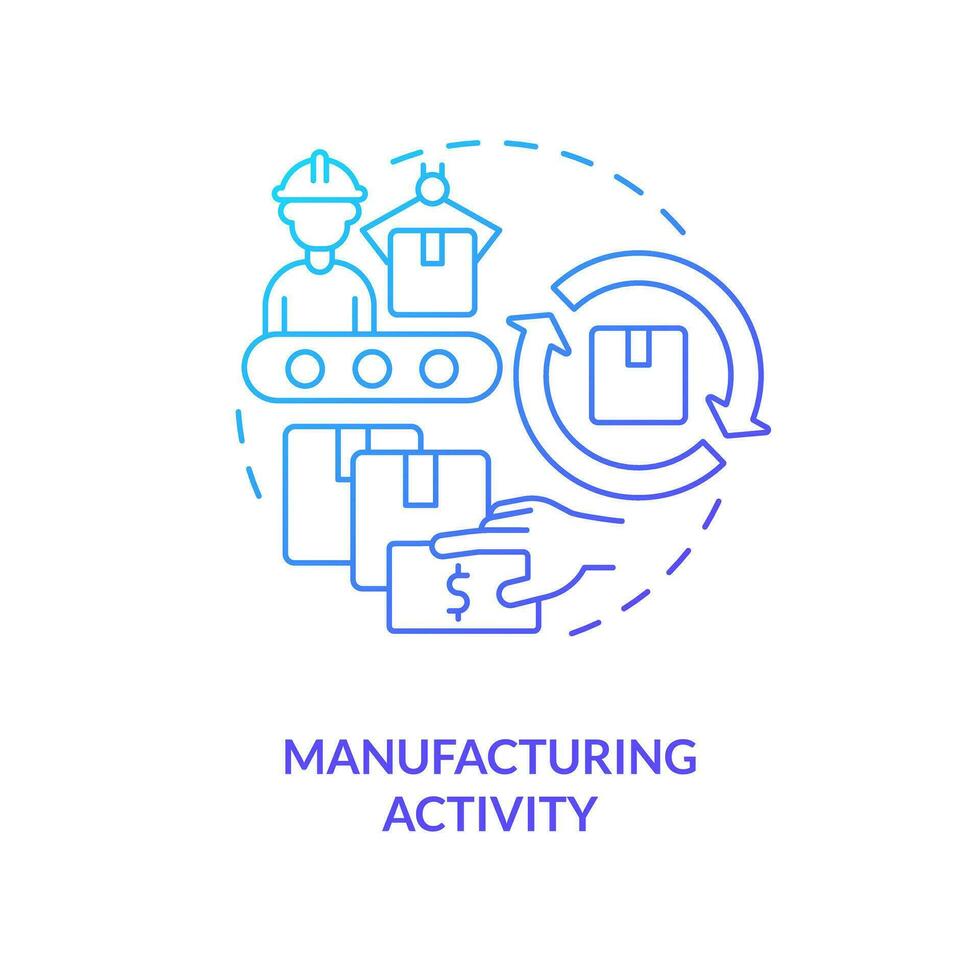 Manufacturing activity blue gradient concept icon. Durable goods ...