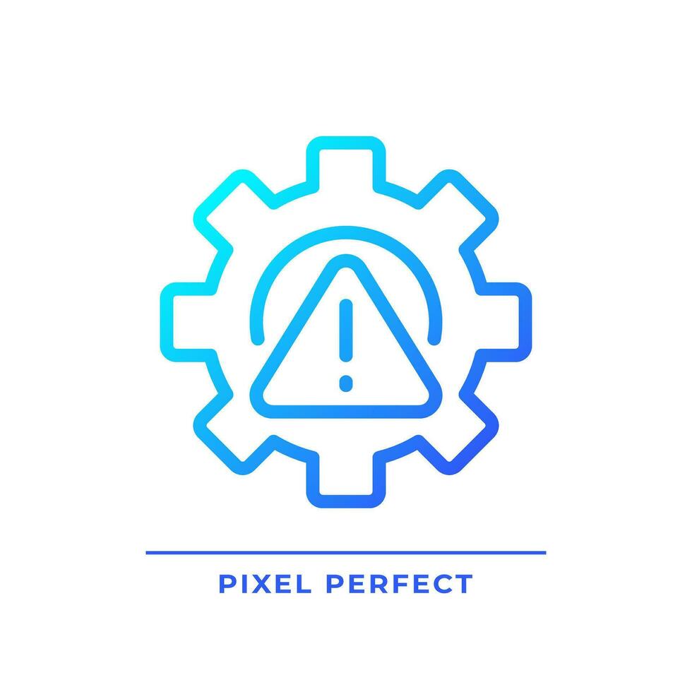 Setup error pixel perfect gradient linear vector icon. Technical problem. System failure. Software installation error. Thin line color symbol. Modern style pictogram. Vector isolated outline drawing