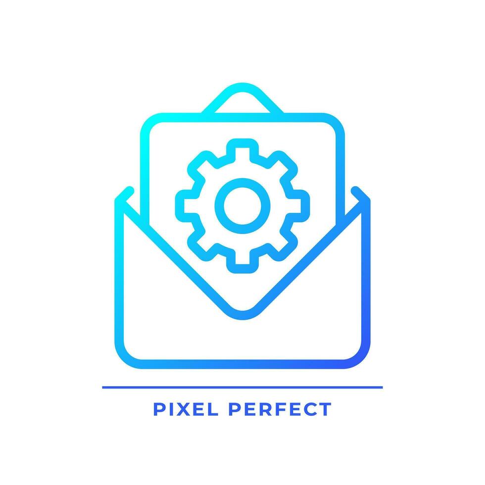 Email settings pixel perfect gradient linear vector icon. Electronic mail configuration. Digital communication. Thin line color symbol. Modern style pictogram. Vector isolated outline drawing