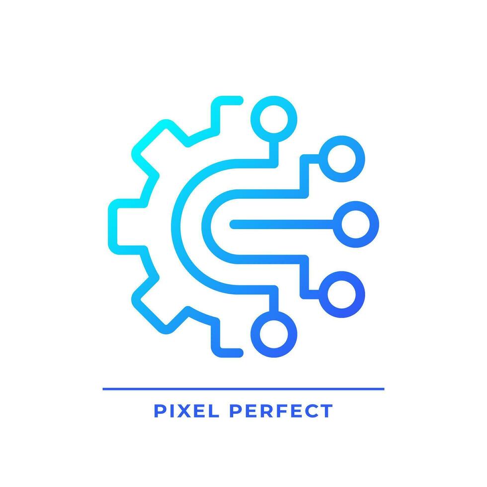 AIOps pixel perfect gradient linear vector icon. Artificial intelligence for it operations. Automated process. Thin line color symbol. Modern style pictogram. Vector isolated outline drawing