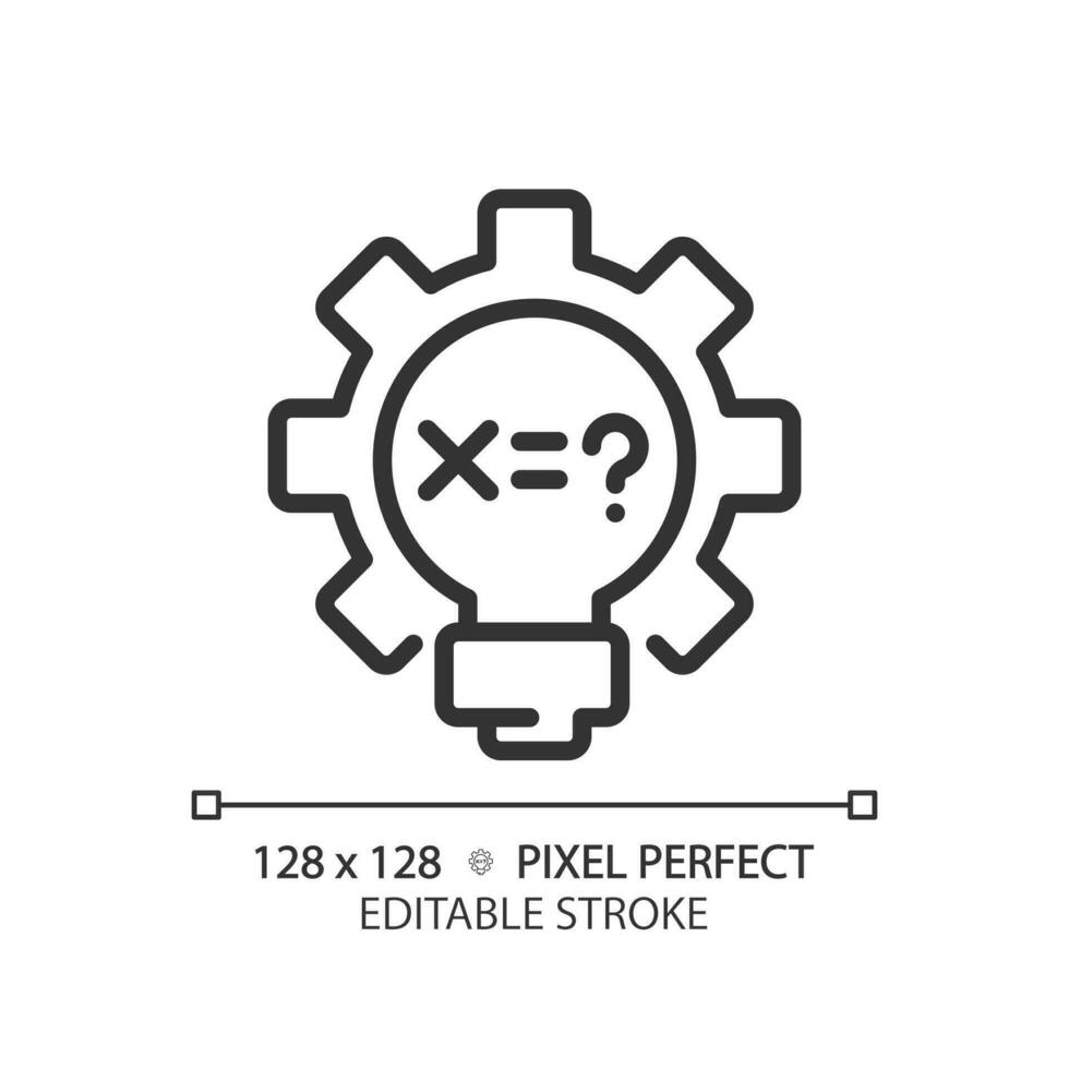 STEM in mathematics pixel perfect linear icon. Math lessons improvement. Alternative educational methods. Thin line illustration. Contour symbol. Vector outline drawing. Editable stroke