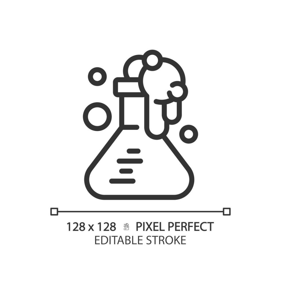 STEM in chemistry pixel perfect linear icon. Study material conditions. Innovative method. Education system improvement. Thin line illustration. Contour symbol. Vector outline drawing. Editable stroke