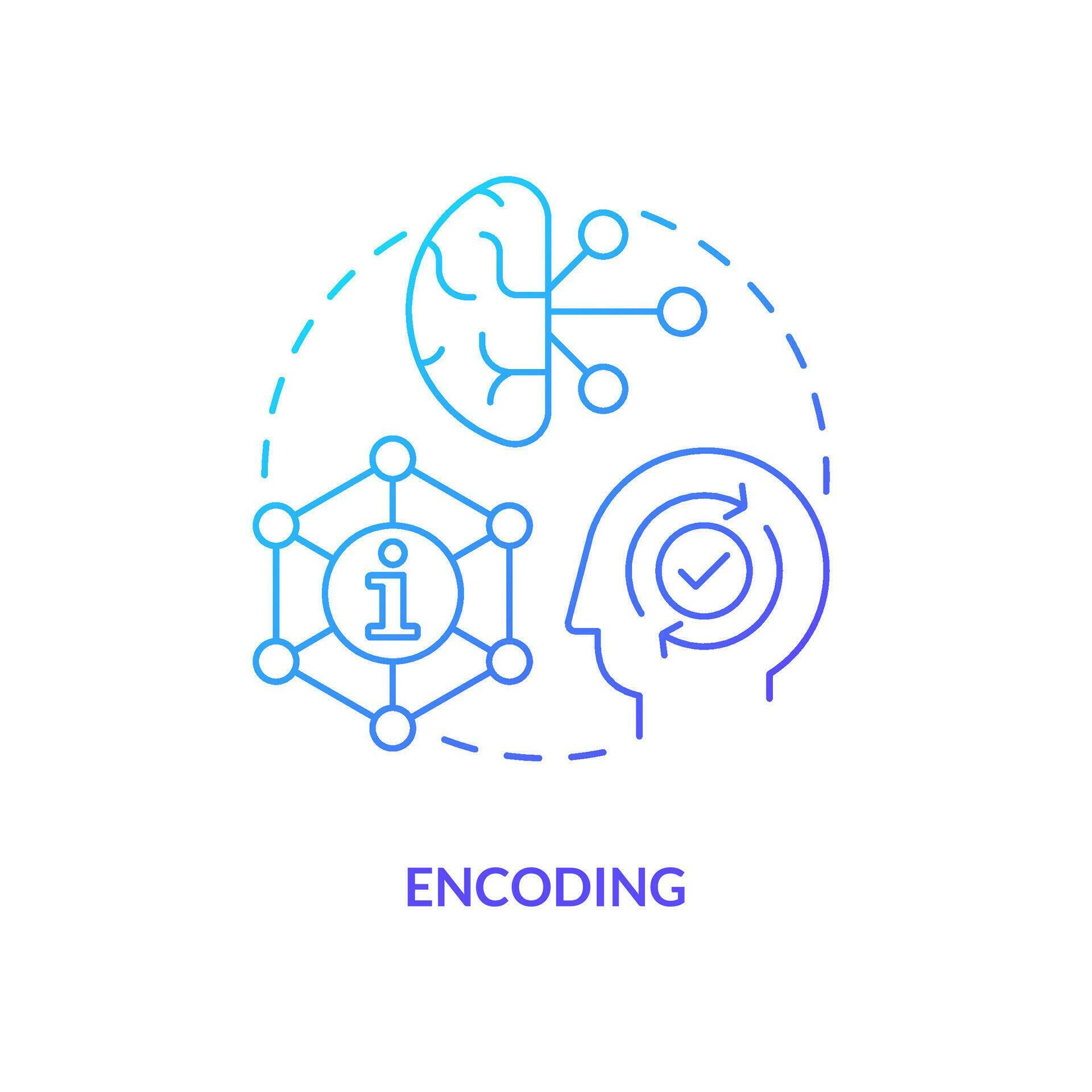 Encoding information in brain blue gradient concept icon. Memorization ...