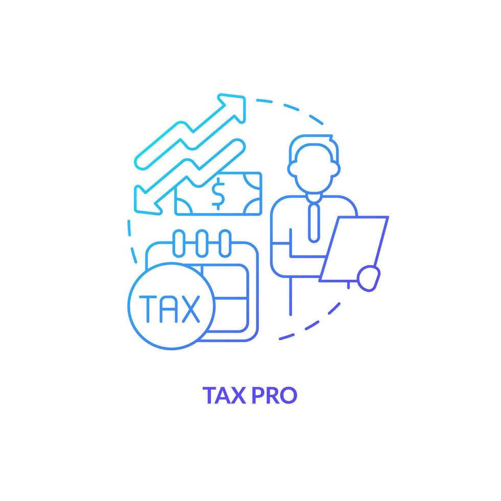 Tax pro blue gradient concept icon. Professional advisory service. Occupation. Accounting career abstract idea thin line illustration. Isolated outline drawing vector