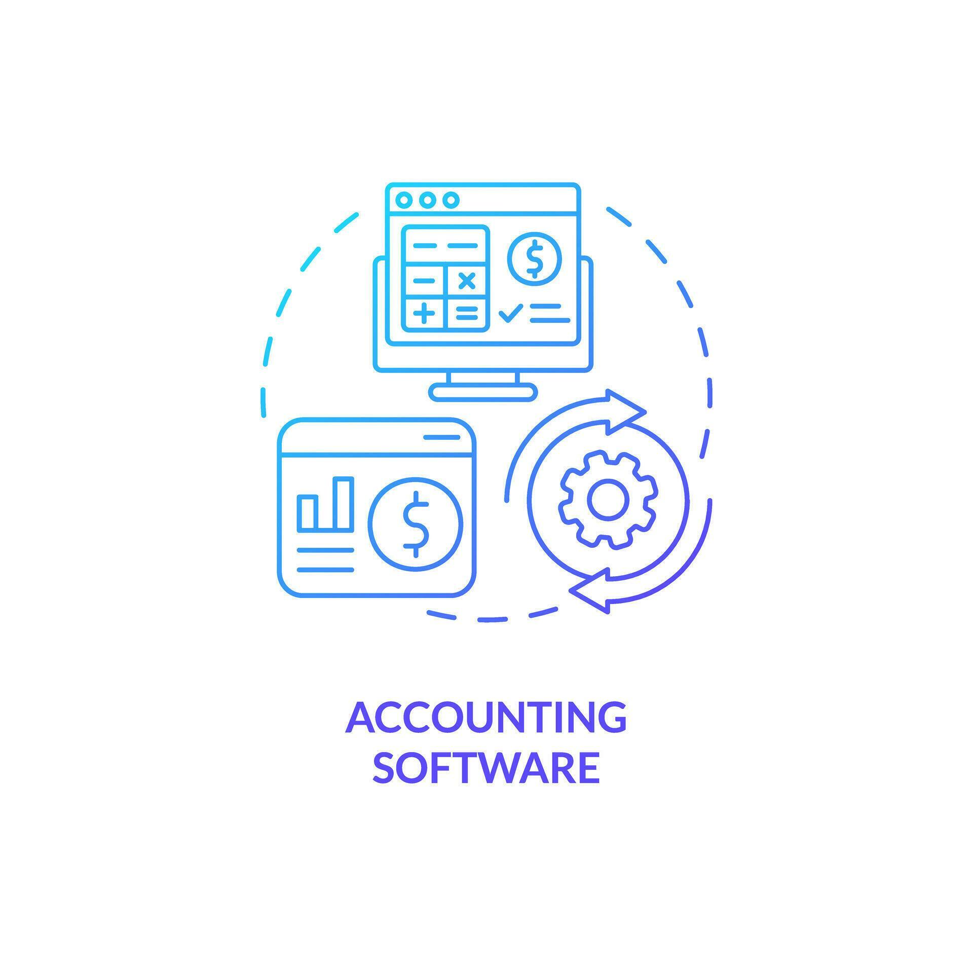 Accounting software blue gradient concept icon. Computer program ...