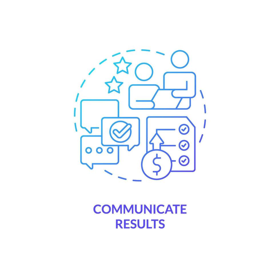Communicate results blue gradient concept icon. Share financial information. Accounting importance abstract idea thin line illustration. Isolated outline drawing vector