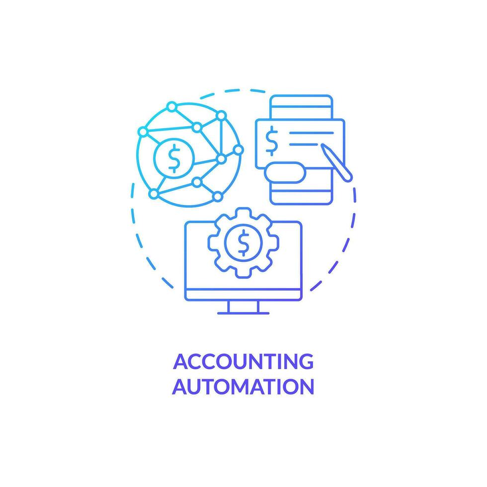 Automation blue gradient concept icon. Computer program for finance management. Accounting software benefit abstract idea thin line illustration. Isolated outline drawing vector