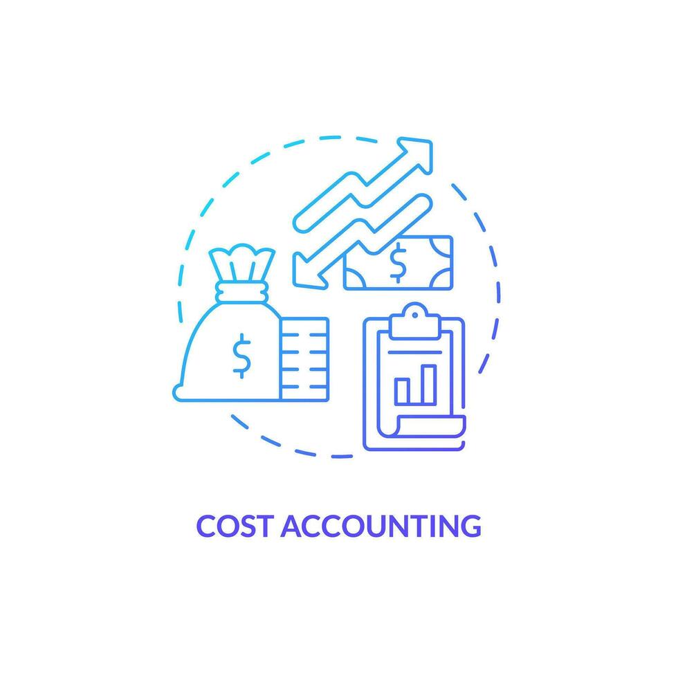 Cost accounting blue gradient concept icon. Company expenditures report. Tracking spending abstract idea thin line illustration. Isolated outline drawing vector