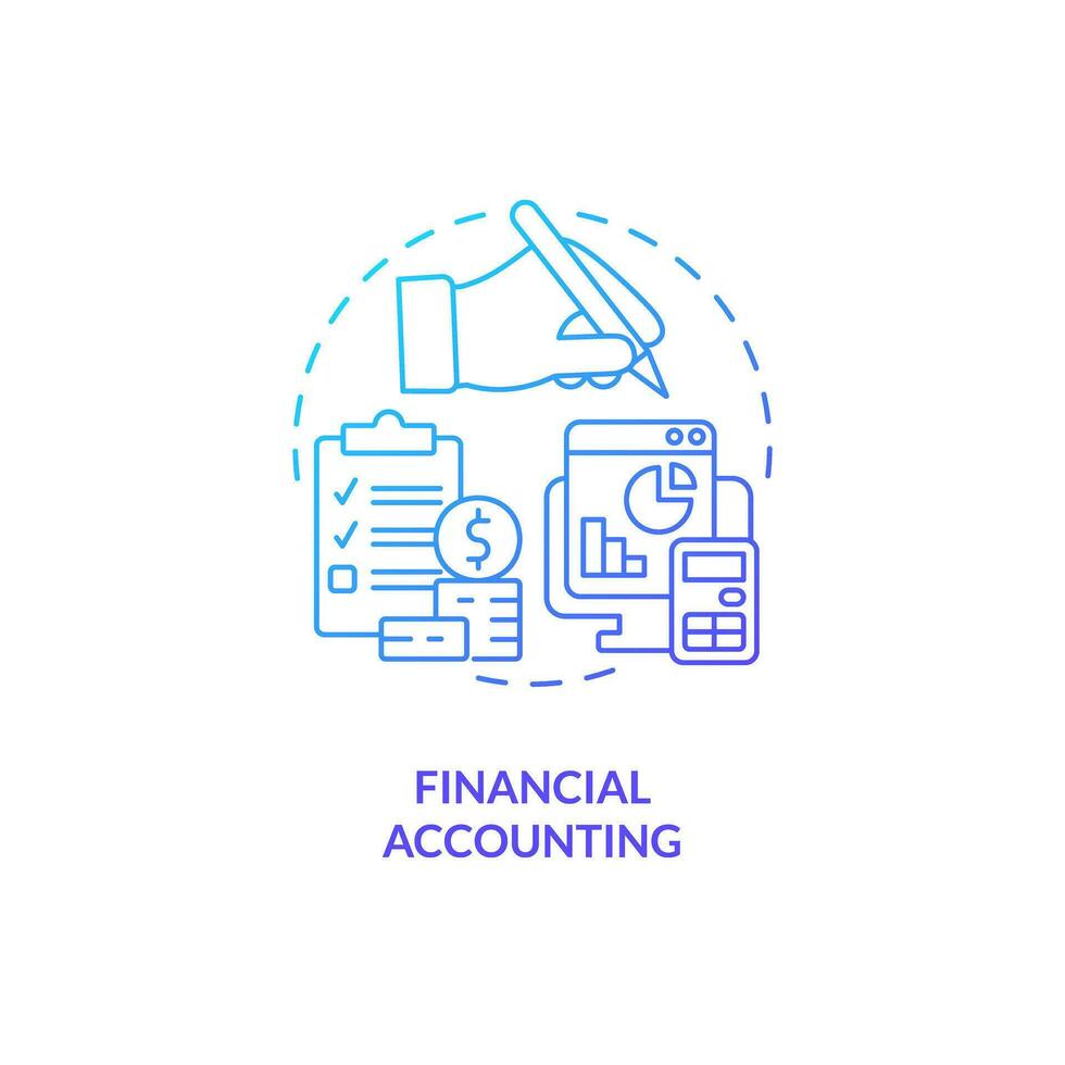 Financial accounting blue gradient concept icon. Revenue and expenses statement. Budget planning abstract idea thin line illustration. Isolated outline drawing vector