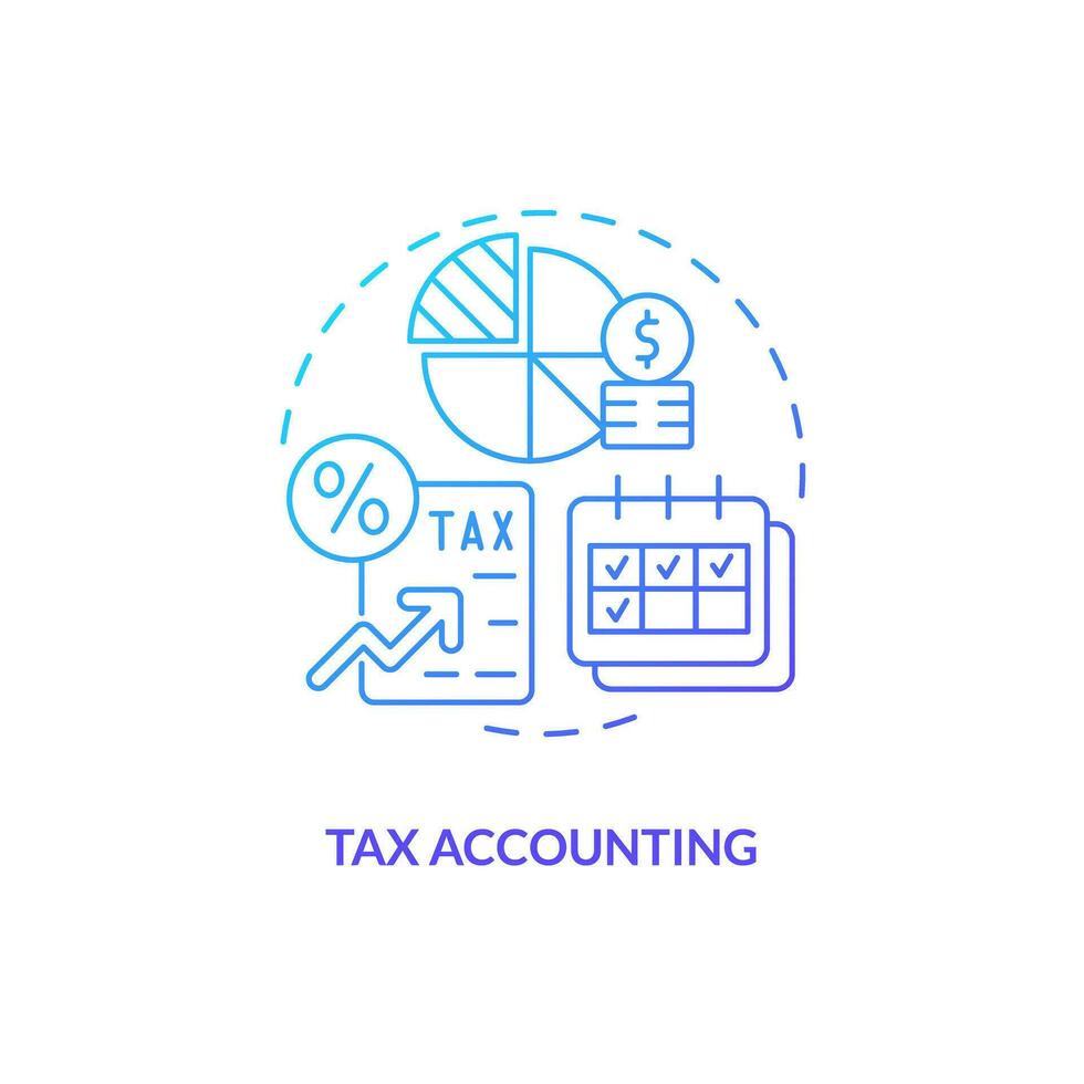 Tax accounting blue gradient concept icon. Regular payments. Corporate taxes management. Tracking spending abstract idea thin line illustration. Isolated outline drawing vector