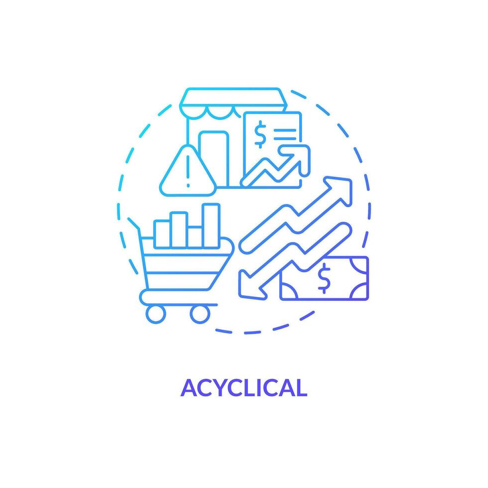 Acyclical blue gradient concept icon. Independence from cycles. Attribute of economic indicators abstract idea thin line illustration. Isolated outline drawing vector