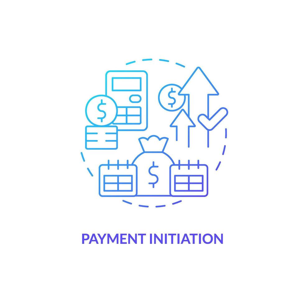 Payment initiation blue gradient concept icon. Automated clearing house process step. How ACH work abstract idea thin line illustration. Isolated outline drawing vector