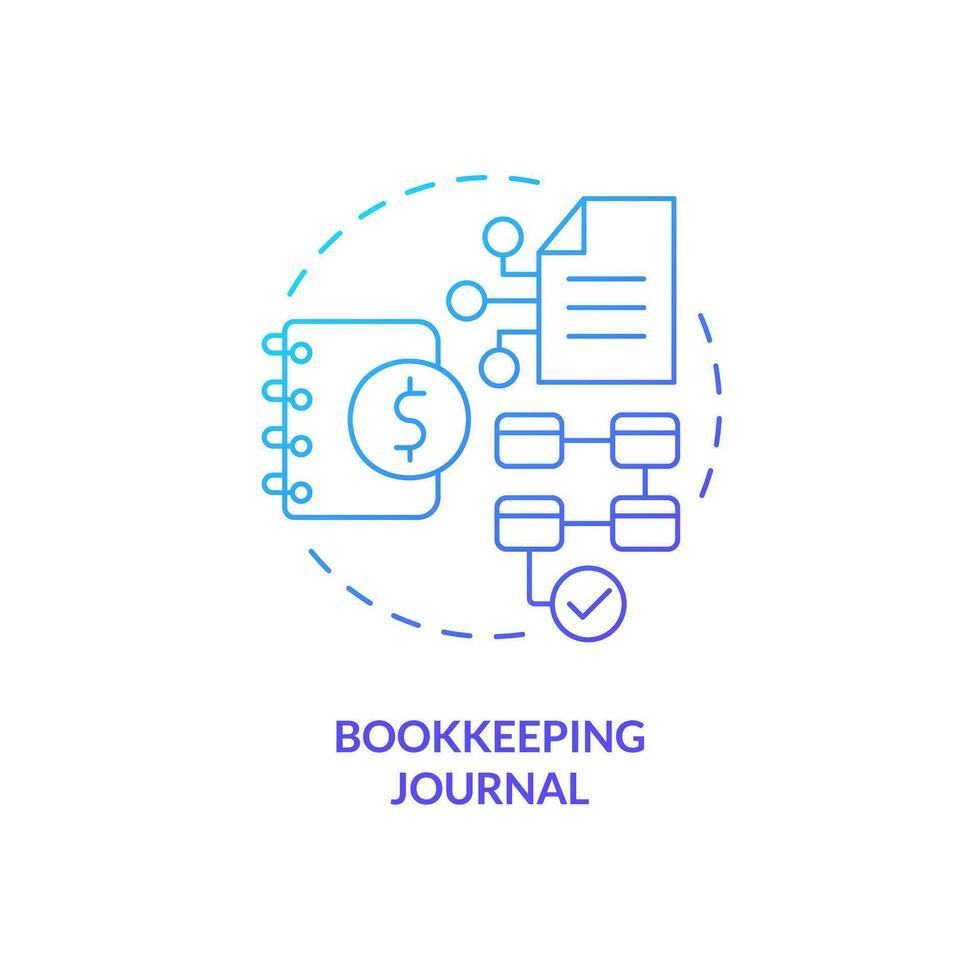 Bookkeeping journal blue gradient concept icon. Financial records. Business activities. Accounting abstract idea thin line illustration. Isolated outline drawing vector
