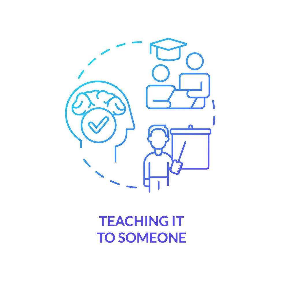 Teaching information to someone blue gradient concept icon. Spread knowledge. Memorization strategy. Educate abstract idea thin line illustration. Isolated outline drawing vector