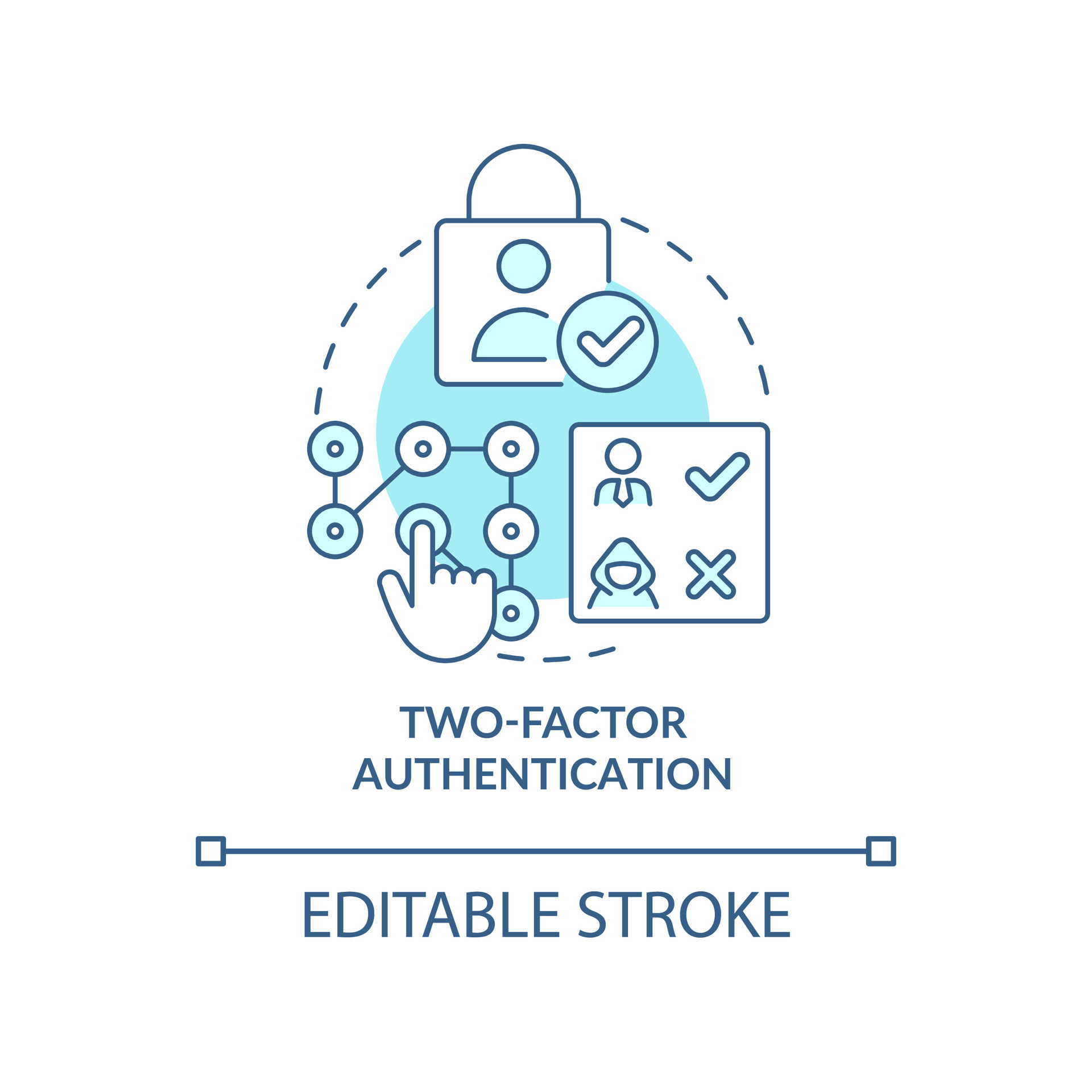 Two factor authentication turquoise concept icon. Mobile banking safety ...