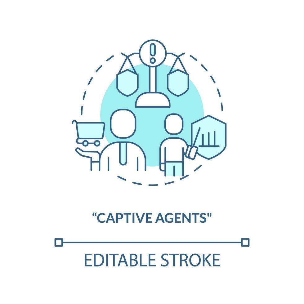 Captive agents turquoise concept icon. Insurance company seller. Provider abstract idea thin line illustration. Isolated outline drawing. Editable stroke vector