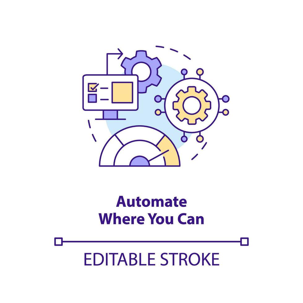 Automation impact on speed concept icon. Improving release management process tip abstract idea thin line illustration. Isolated outline drawing. Editable stroke vector