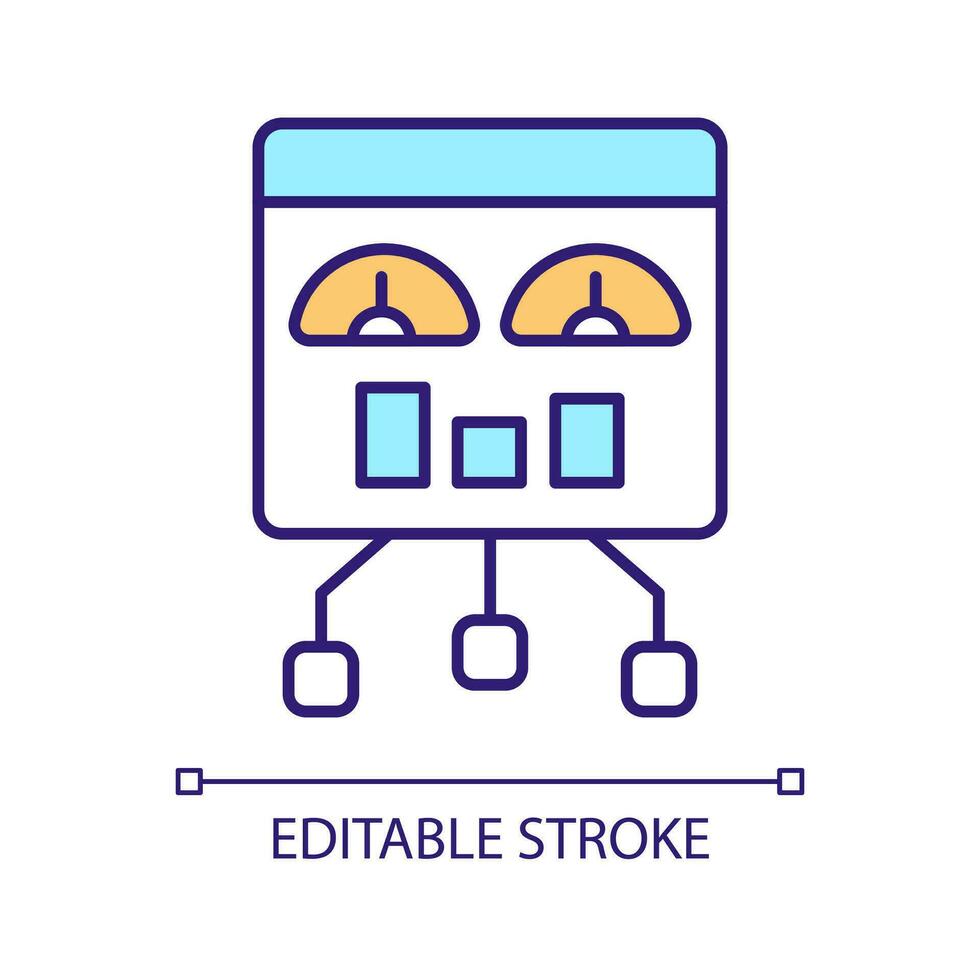 Analysis research RGB color icon. Statistic explore. Effective strategizing. Parameter measurement. Isolated vector illustration. Simple filled line drawing. Editable stroke