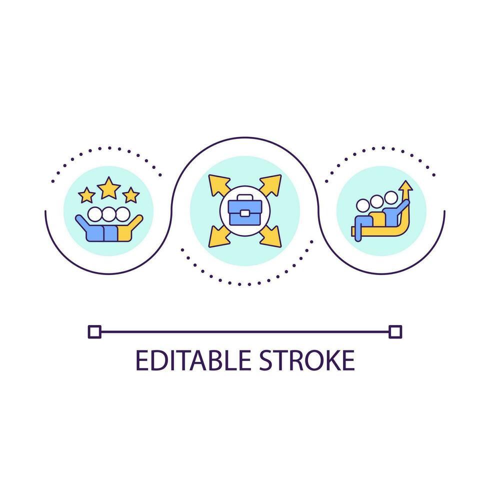 Career growth loop concept icon. Professional development. Human resources management abstract idea thin line illustration. Isolated outline drawing. Editable stroke vector