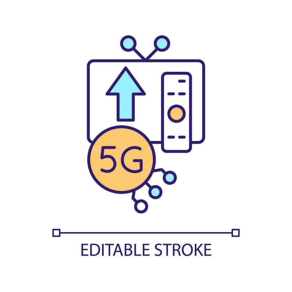 IoT technology RGB color icon. Wireless connection. Digital devices. 5g internet speed. Gadget innovation. Isolated vector illustration. Simple filled line drawing. Editable stroke