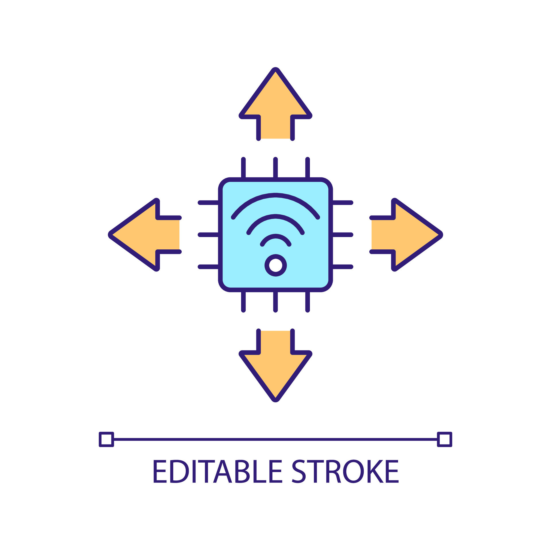 Wireless internet connection RGB color icon. Telecommunication network ...