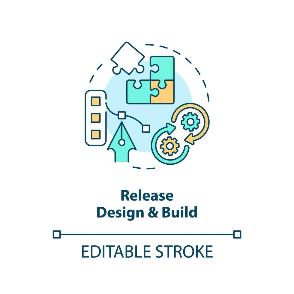 Design and build concept icon. Programming phase. Release management strategy step abstract idea thin line illustration. Isolated outline drawing. Editable stroke vector