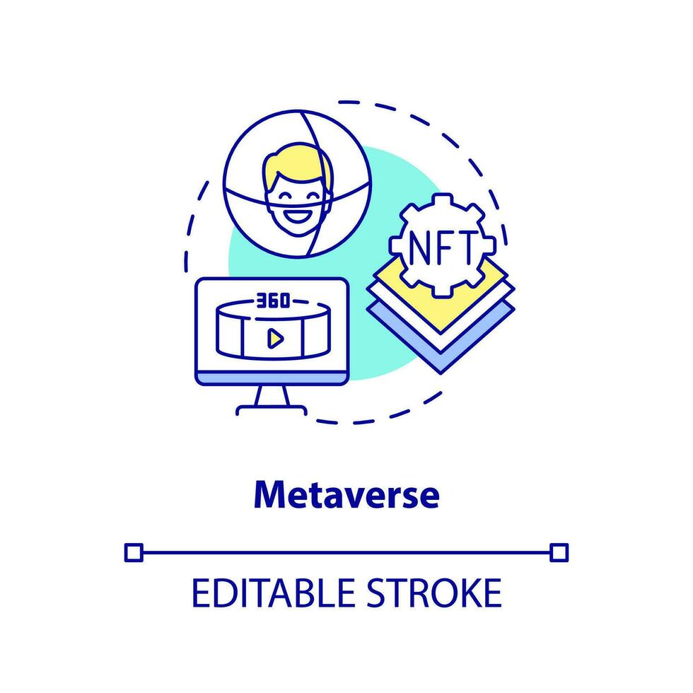 Virtual space concept icon. Real presence effect. Important NFT trend abstract idea thin line illustration. Isolated outline drawing. Editable stroke vector