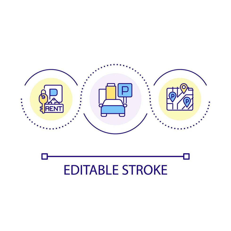 Parking options loop concept icon. Residential area law. Neighborhood benefits. District development abstract idea thin line illustration. Isolated outline drawing. Editable stroke vector