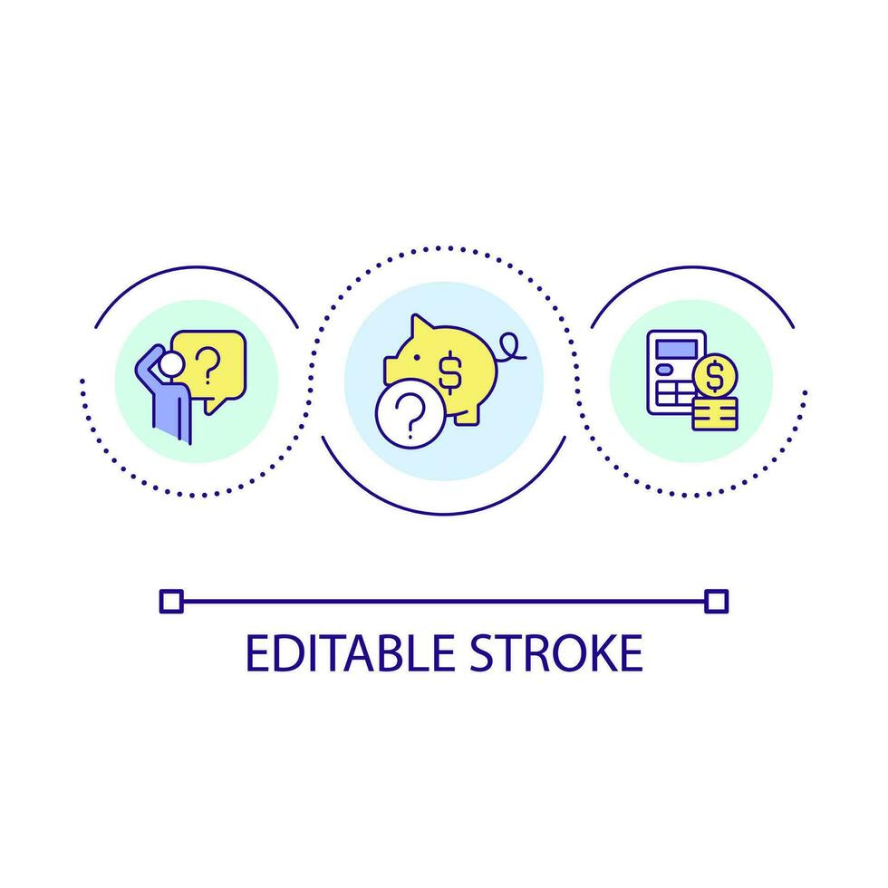 House price calculator loop concept icon. Real estate. Buy new home. Property investigation tool abstract idea thin line illustration. Isolated outline drawing. Editable stroke vector