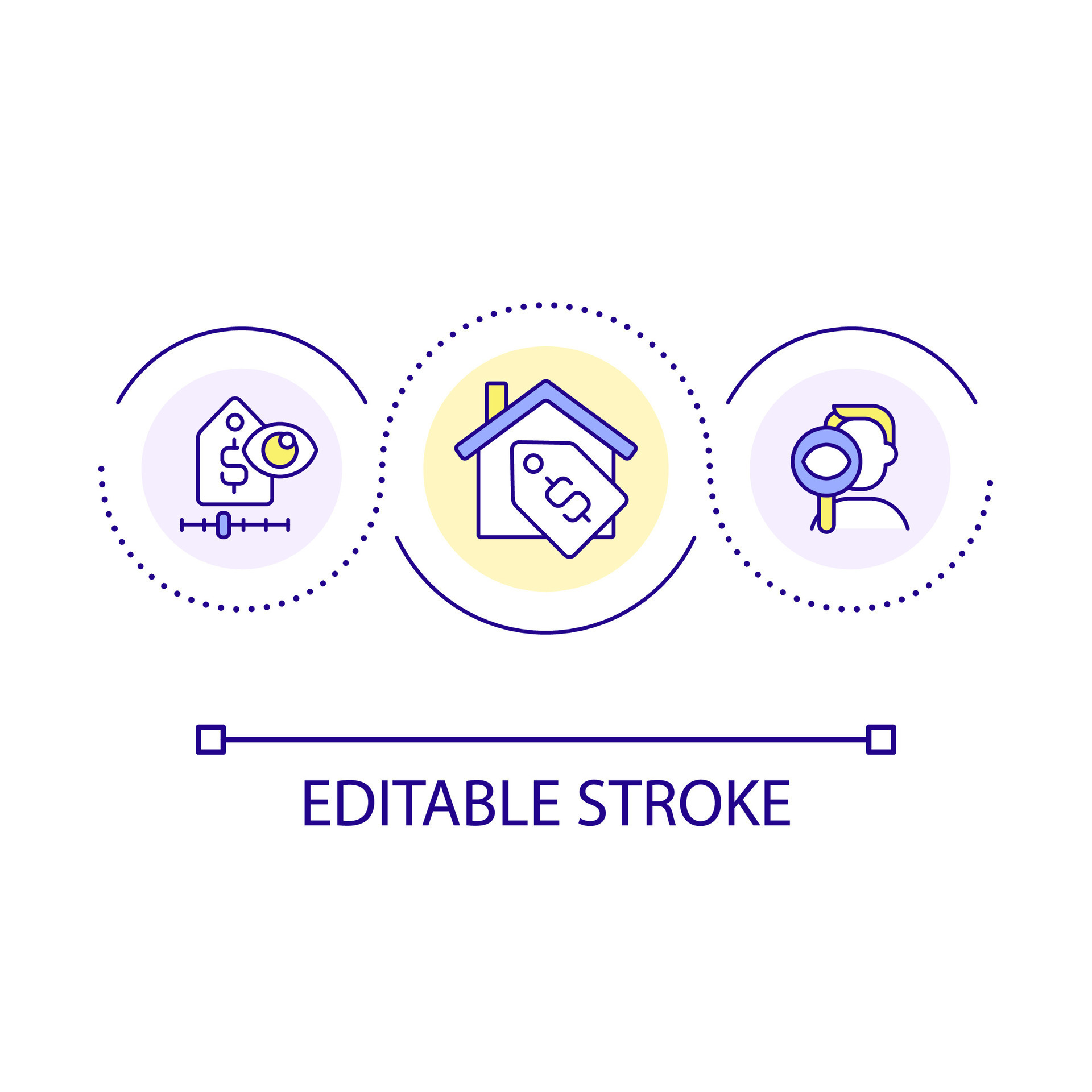 Research before buying home loop concept icon. Property purchase process. Real estate market