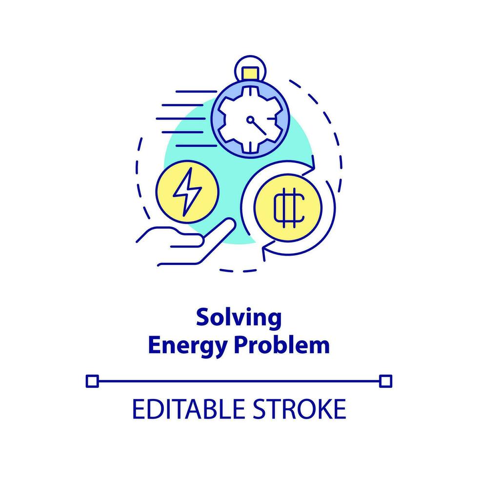 Solving energy problem concept icon. Reduce power consumption. Important NFT trend abstract idea thin line illustration. Isolated outline drawing. Editable stroke vector