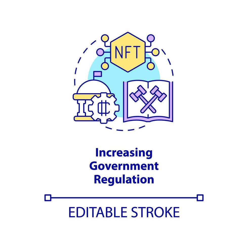 Increasing government regulation concept icon. Promising NFT trend abstract idea thin line illustration. Isolated outline drawing. Editable stroke vector
