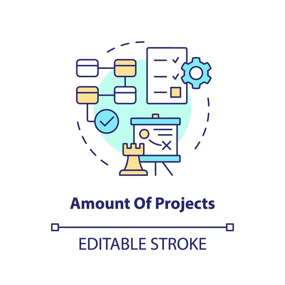Amount of projects concept icon. Selecting release management tools factor abstract idea thin line illustration. Isolated outline drawing. Editable stroke vector