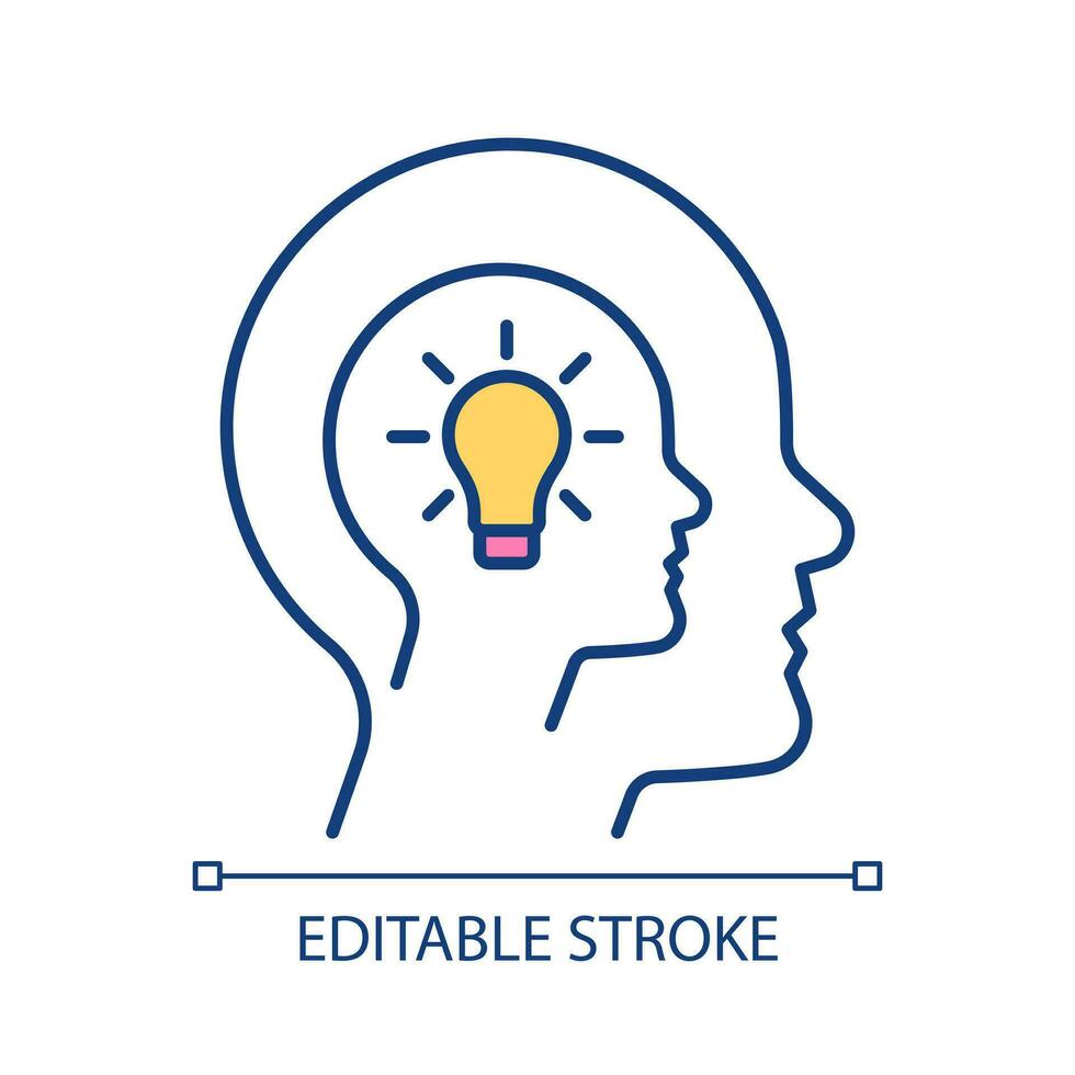Subconscious mind RGB color icon. Human brain ability. Ideas generation. Innovative thinking. Isolated vector illustration. Simple filled line drawing. Editable stroke