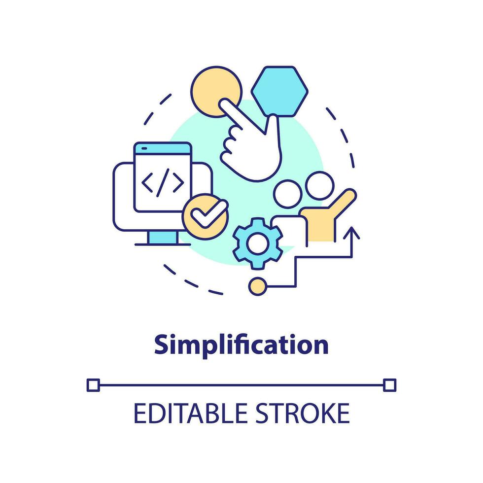 Simplification concept icon. Ease of use. Picking release management tools factor abstract idea thin line illustration. Isolated outline drawing. Editable stroke vector
